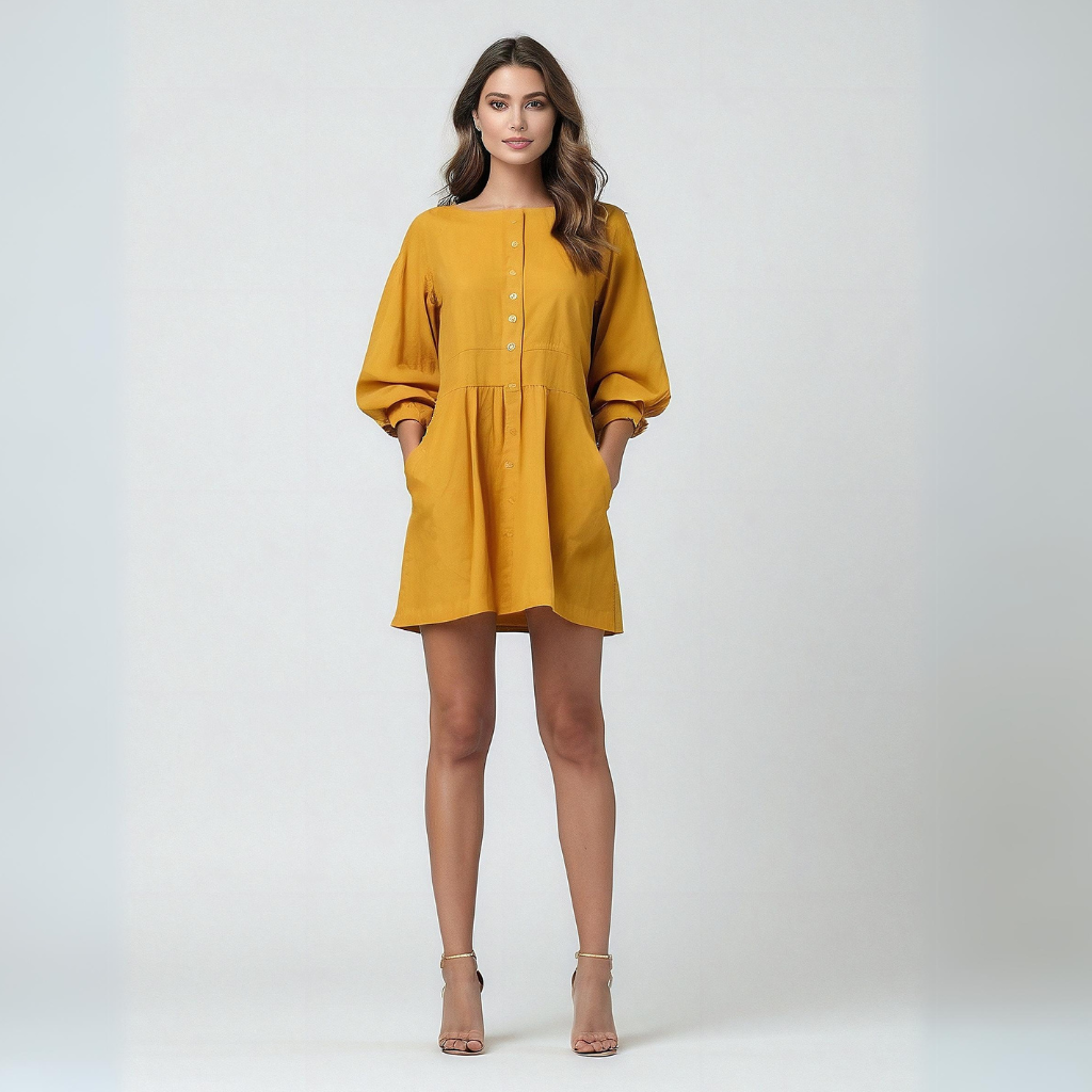 Cotton Linen : Pure Comfort Dress (Mustard) – House Of Supr