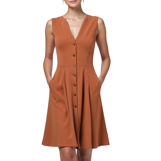 Linen: Effortlessly Cool Dress (Brown)