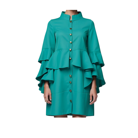 Cotton: Refined Office Elegance Dress (Green)