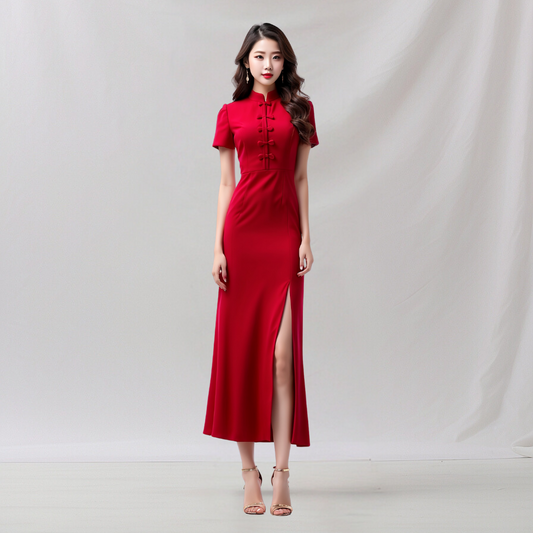 Satin: Cosmopolitan Dress (Red)  , cheongsam inspired dress , house of Supr, made to fit , custom made with your sizes, zero waste sustainable initiative