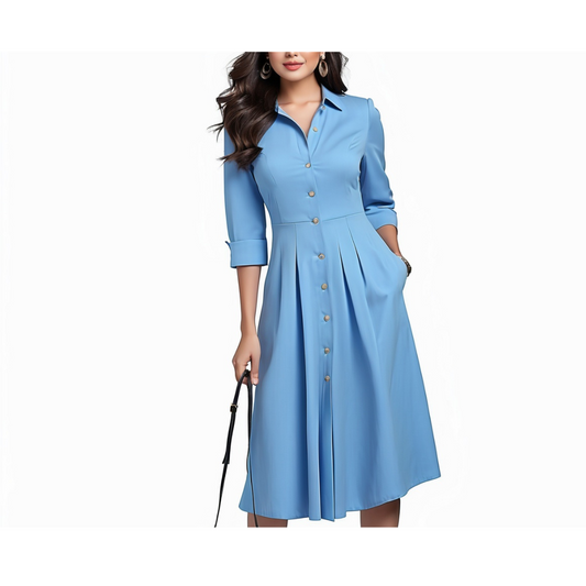 Cotton: ChicOffice Smart Dress(Blue)