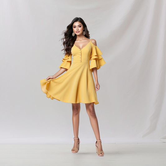Cotton: ChicOffice Smart Dress (Yellow)  House of supr made to fit dress, customized, tailor made dress, make in your measurement, size, office wear, smart casual, casual dress in work office