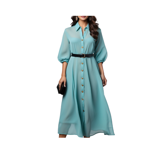 Chiffon : OfficeFusion Chic Dress (Turquoise)