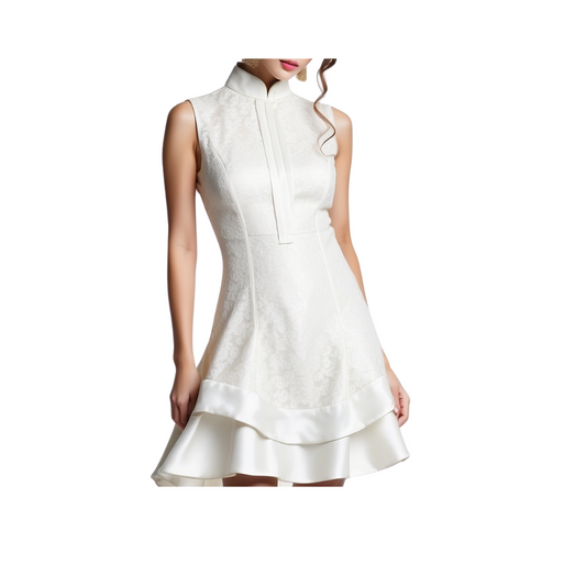 Satin: EastWest Melange  Lace Dress (White)