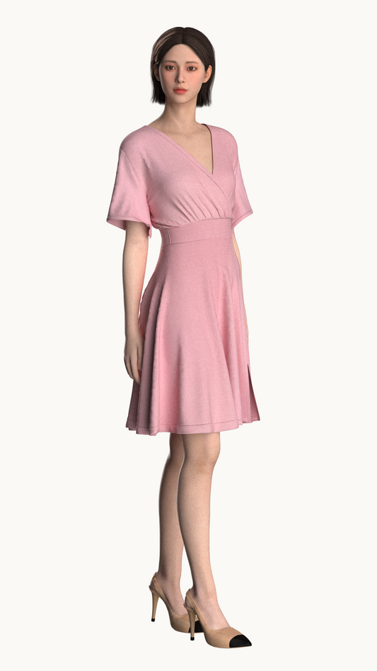 Wrap dress with bell sleeve