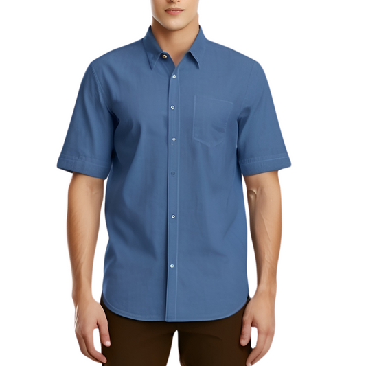 Solid cotton men's shirt (Cool Blue)