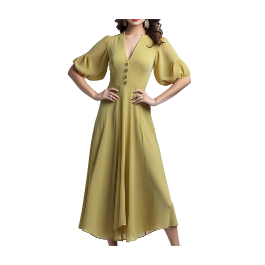 Cotton: IndiUrban Attire dress (Yellow)