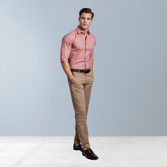 Linen solid men's shirt (Dark Pink)