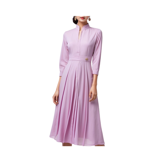 Chiffon: Pink Petal Cascade Dress (Pink)