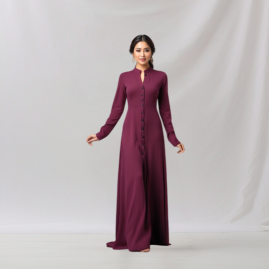 Cotton: Minimalist Muse Maxi (Maroon) House of supr made to measure fashion