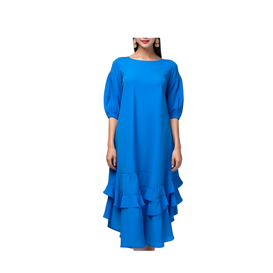 Cotton: Graceful Layered Dress (Blue)