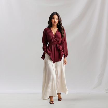 Breathable Cotton:  Date Night Dream co-ord sets Top and pants  (Brown, Cream)