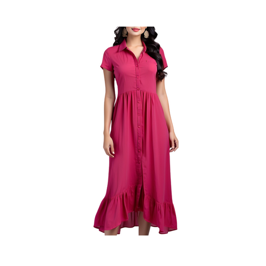 Cotton: Modish Fusionista Dress (Red)