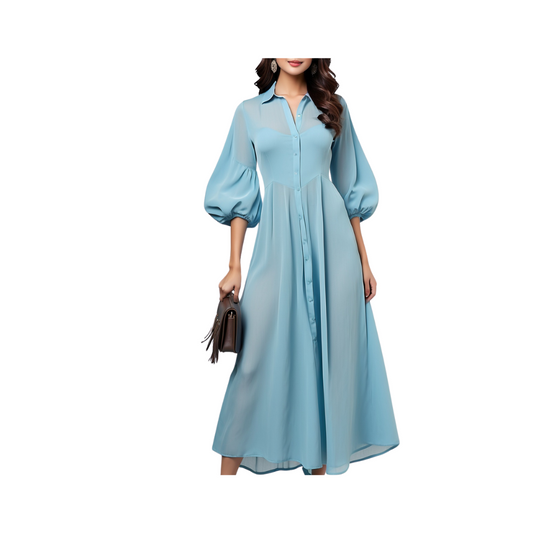 Chiffon: IndiFusion dress (Sky blue)