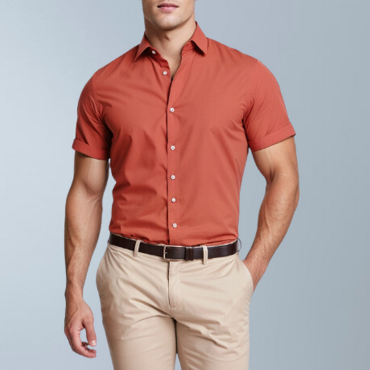 Cotton Linen solid  shirt (Burnt Yellow)