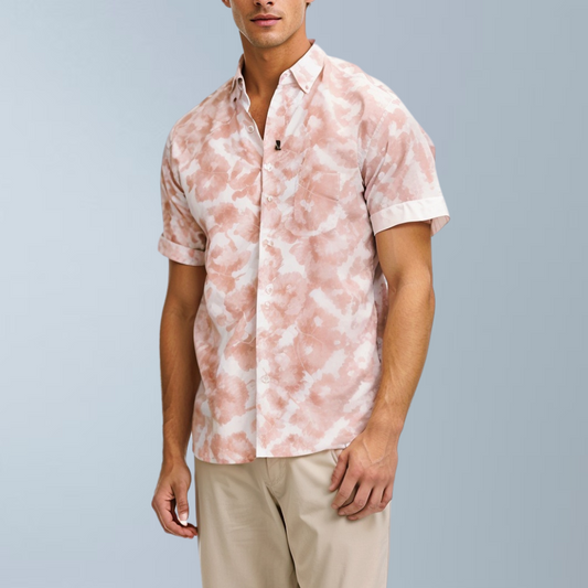 Leaf Printed men's shirt (Pink)