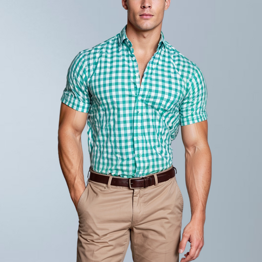 Check printed shirt (Green)