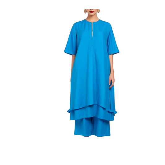 Cotton: Ethnic Essence Trendy Dress (Blue)