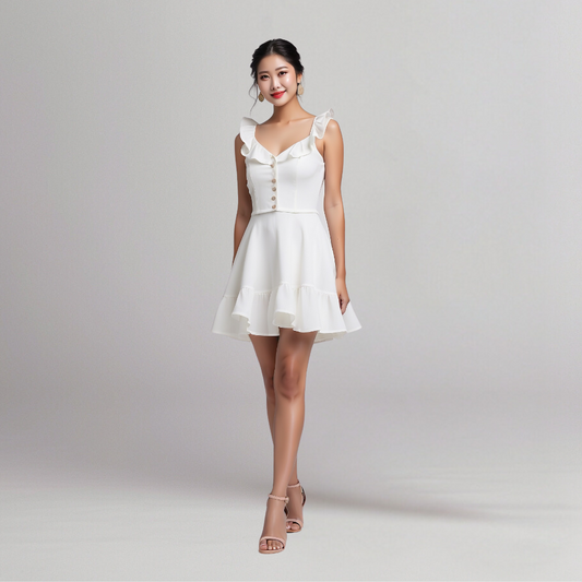 White cotton frill dress, House of supr , made to fit dress
