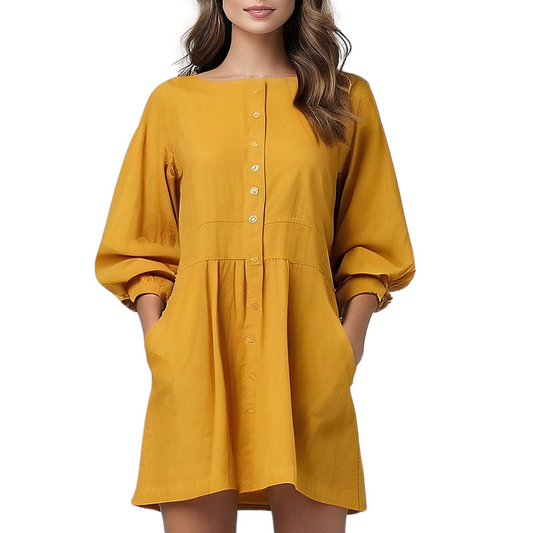 Cotton Linen : Pure Comfort Dress (Mustard)
