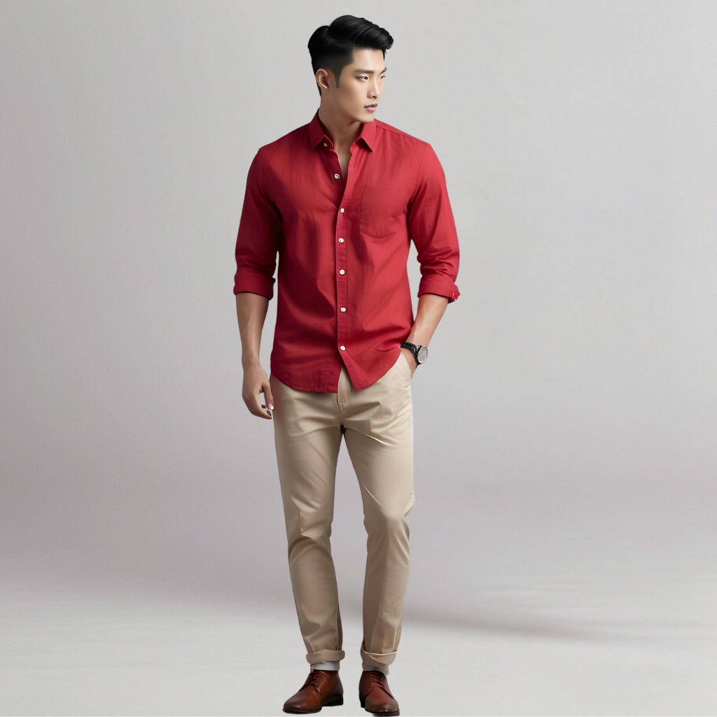 Linen solid shirt (Red) House of supr made to fit shirt
