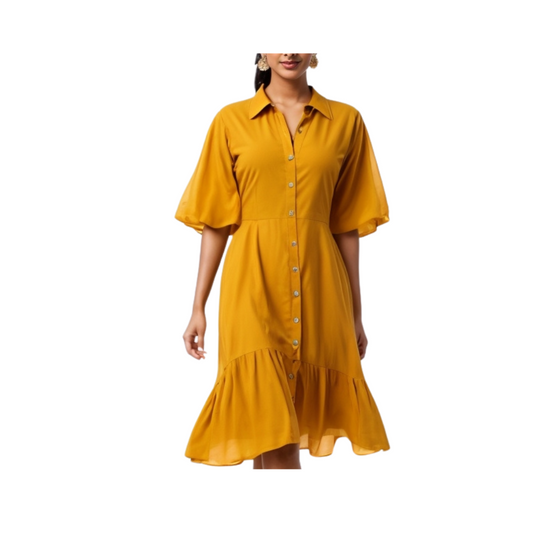 Cotton: Ethnic Essence Dress (Yellow)