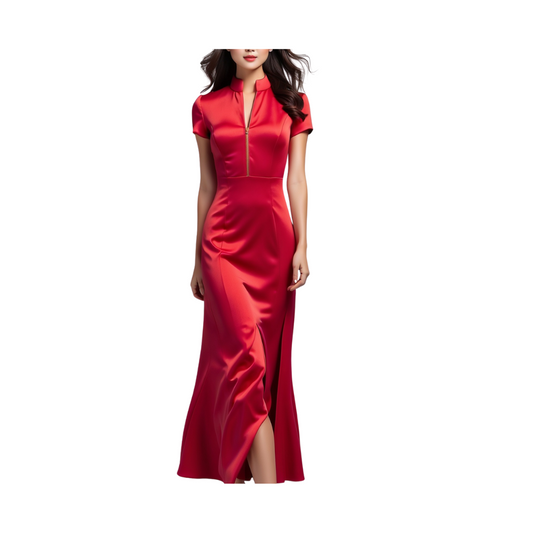 Satin: Ravishing Rose Dress (Red)