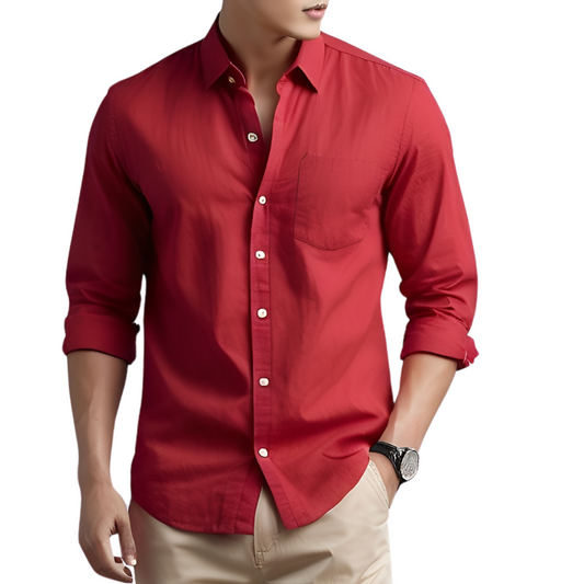 Linen solid shirt (Red)
