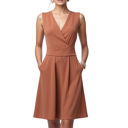 Linen: Coffee Shop Chic  Dress (Brown)