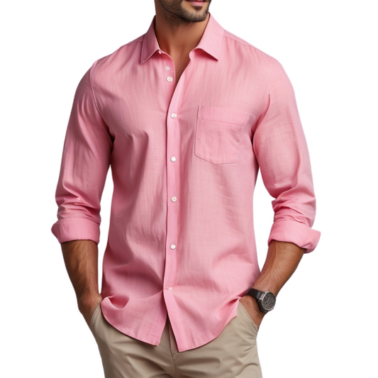 Linen solid shirt (Pink)