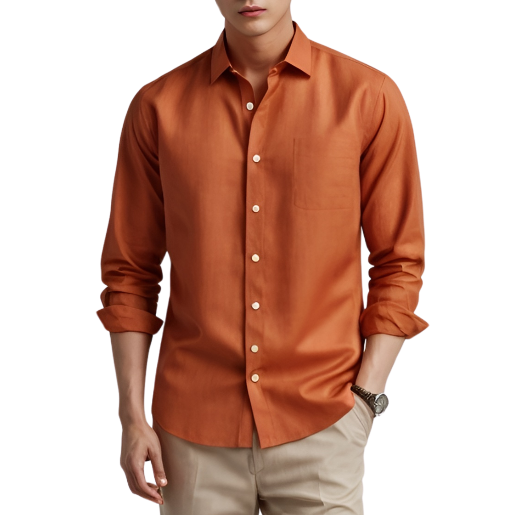 Linen solid shirt (Orange)