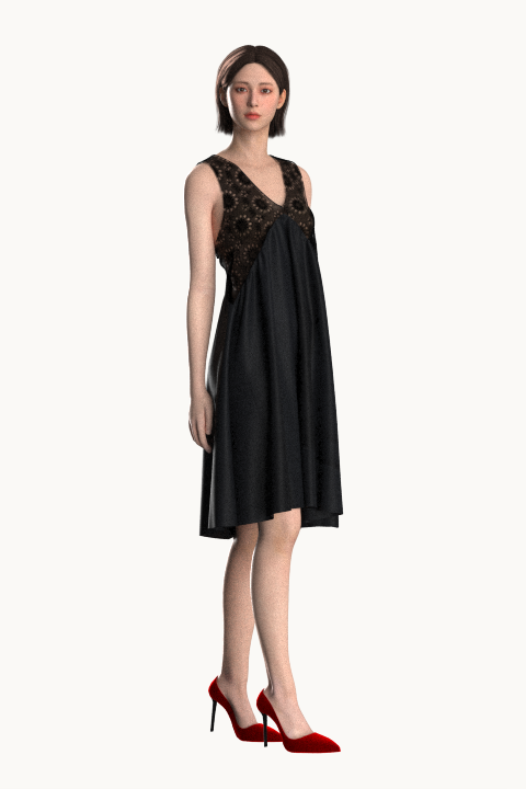 Black crochet casual dress