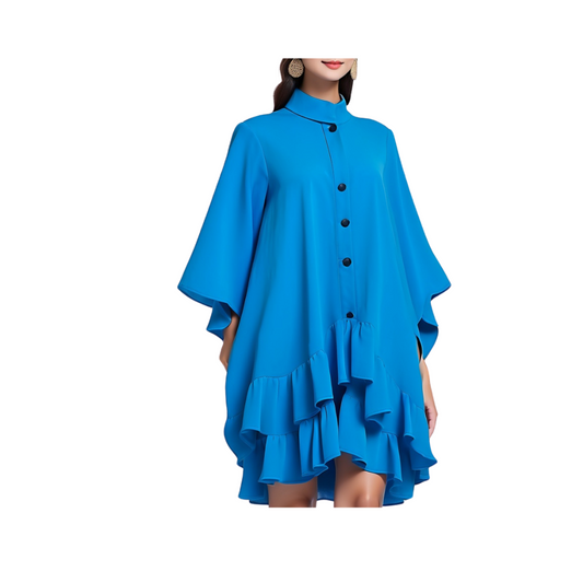 Cotton: Shift with layers Dress (Blue)