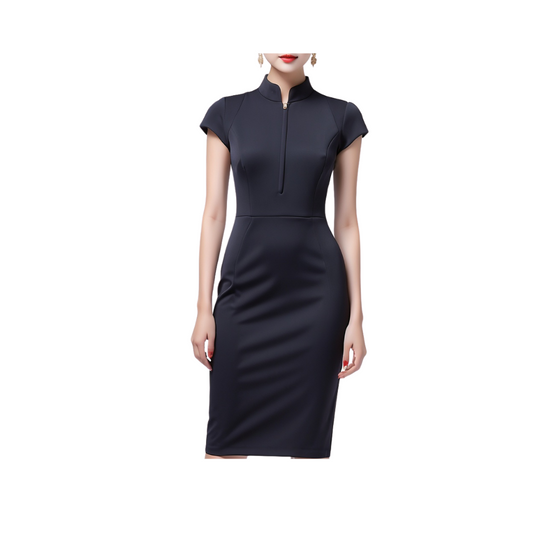 Luxury Cotton : Cultural Fusion Dress (Black)