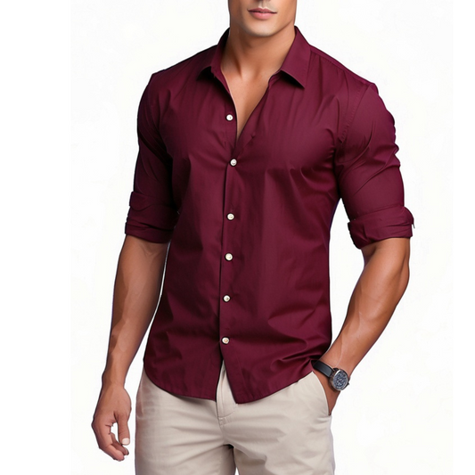 Linen solid men's shirt (Maroon)