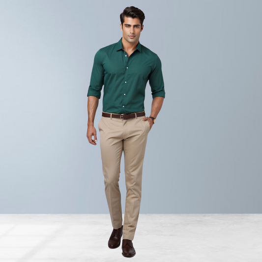 Linen solid men's shirt (Light green)