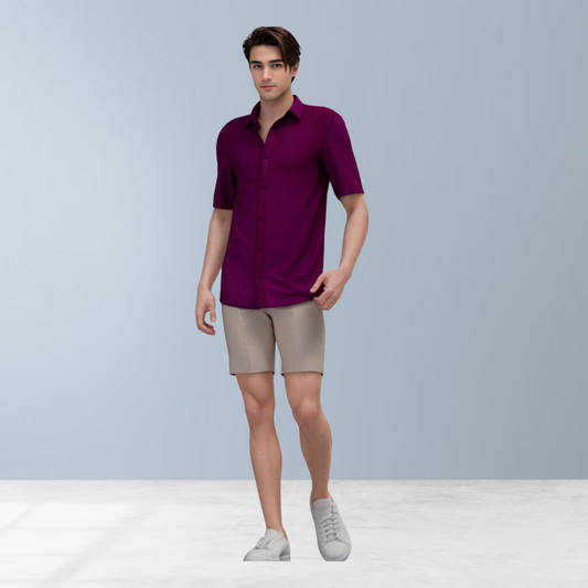 Solid cotton mensshirt (Deep Violet)