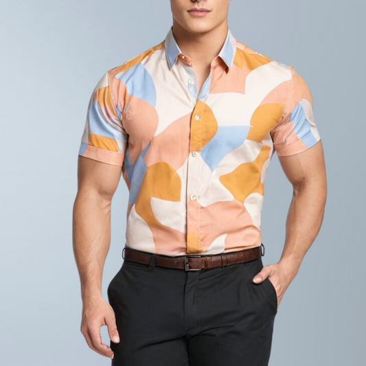 Geometric printed men's shirt (Multi color)