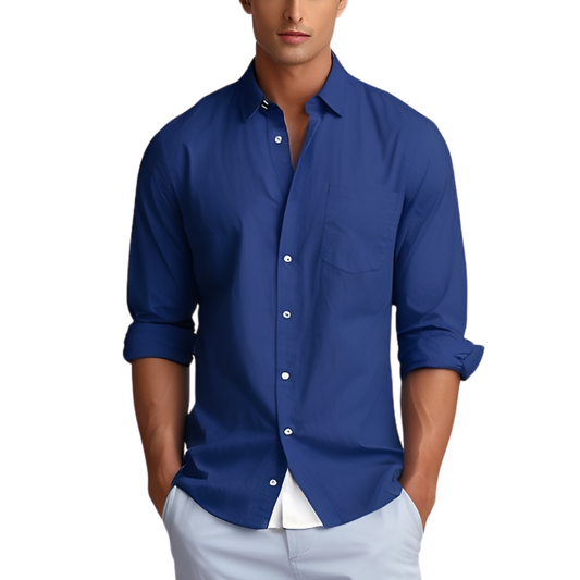 Linen solid  shirt (Dark blue)