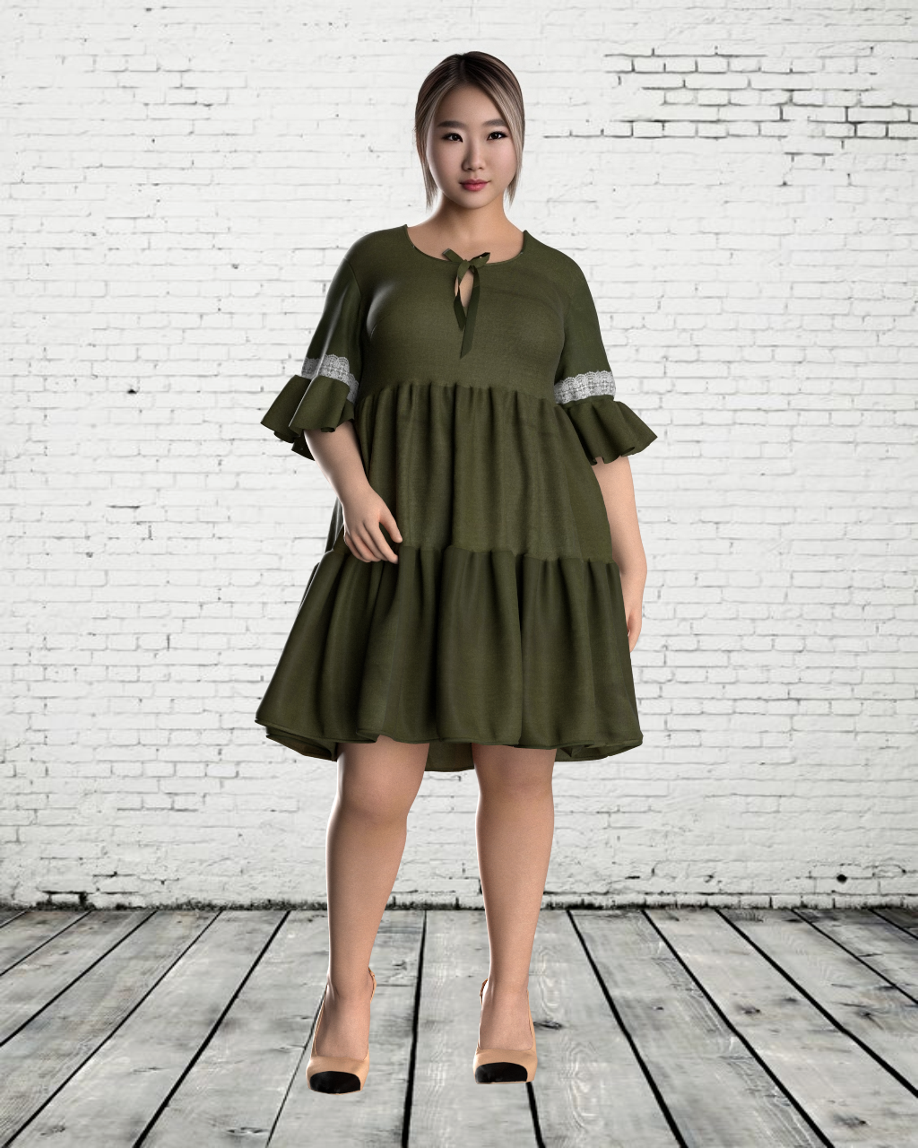 Tiered ruched dress with ruffle sleeve hem |Affordable custom clothing | Custom made clothing online | house of supr | Custom tailored outfits | Tailored fit garments | Made to fit clothing | 