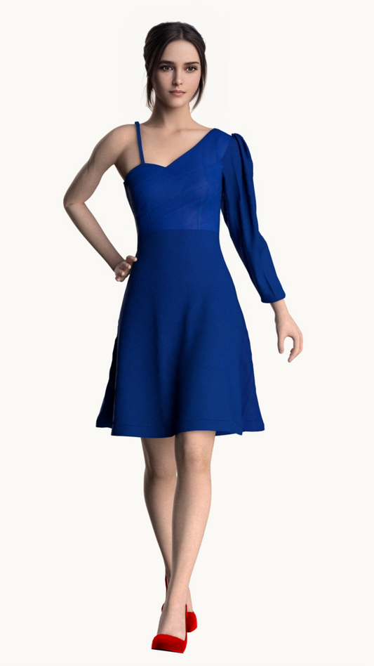 Off shoulder blue dress