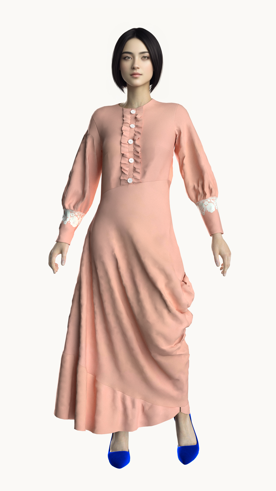 Puffed sleeve maxi dress (Light Pink) |Affordable custom clothing | Custom made clothing online | house of supr | Custom tailored outfits | Tailored fit garments | Made to fit clothing