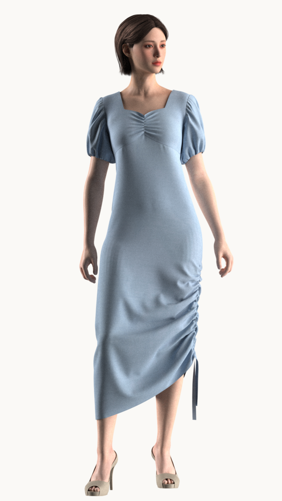 Rayon pastel  solid midi dress (Light Blue)
