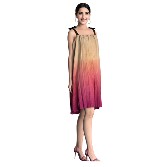 Luxurious Satin Ombre shaded dress (Beige Maroon), House of supr made to fit 