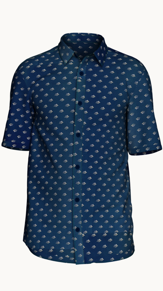 Luxurious cotton printed shirt (Dark blue)