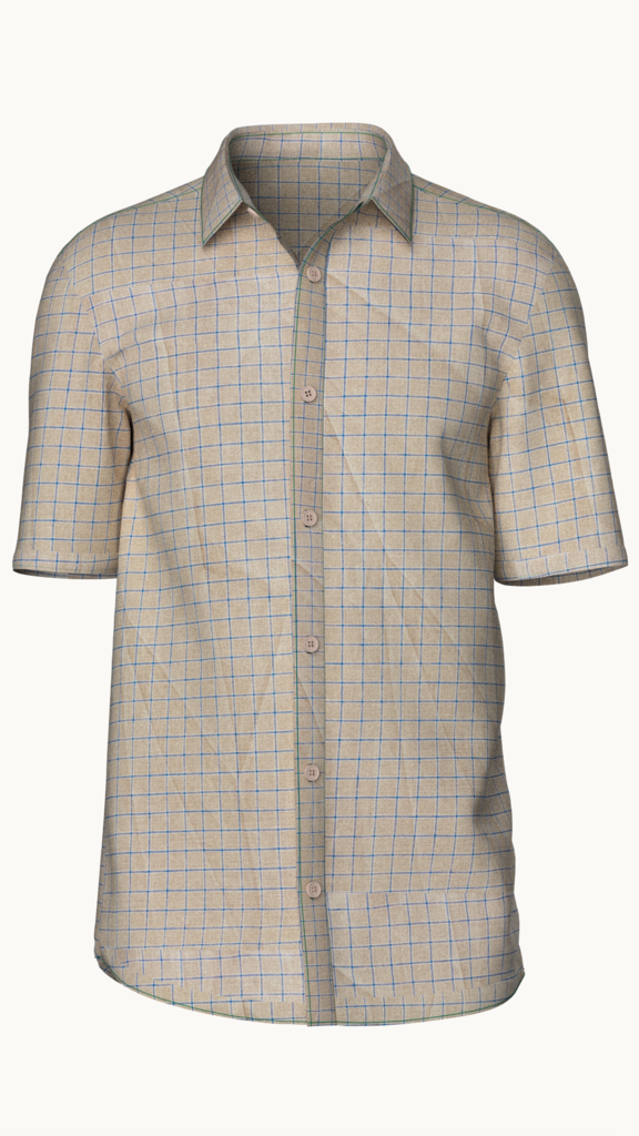 Cotton check shirt (Beige)