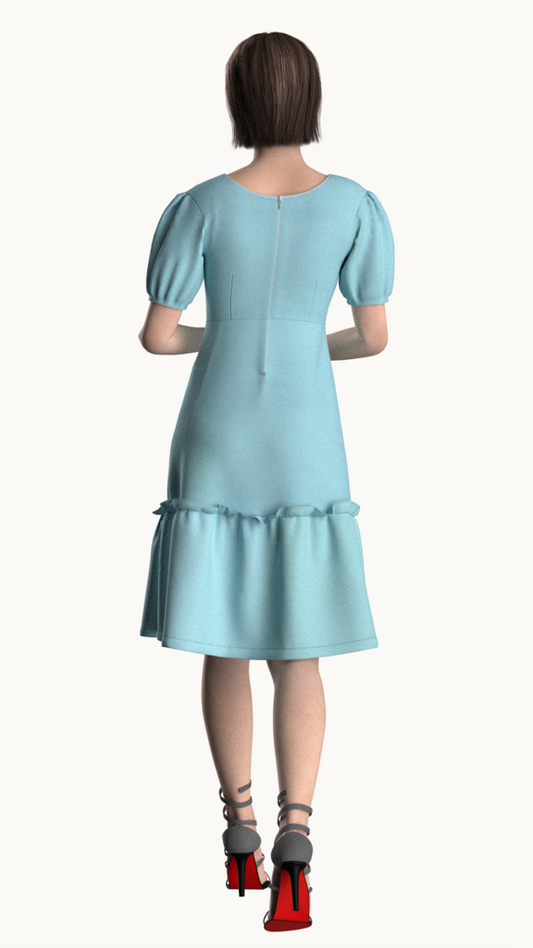 V-neck Mini dress (Turquoise Blue)