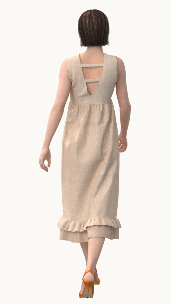 Linen beige long dress dress (Beige)