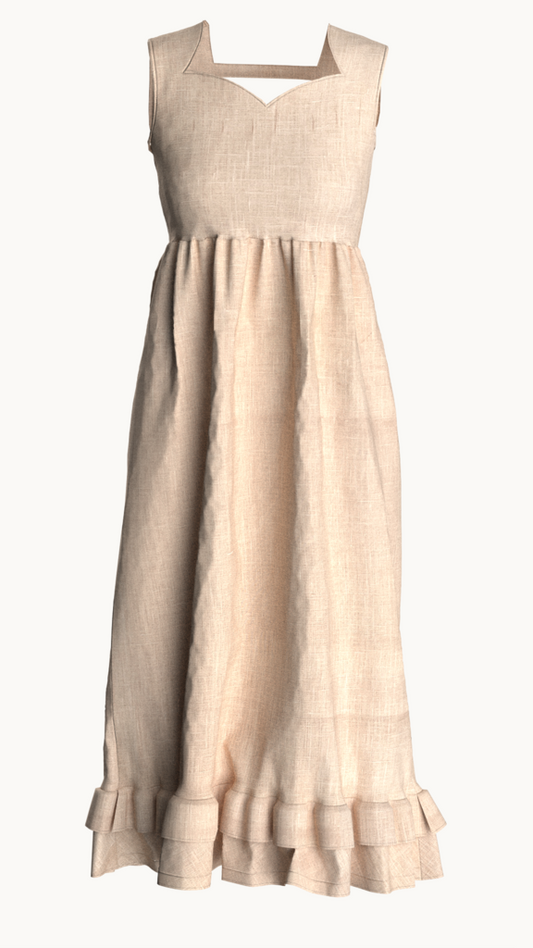 Linen beige long dress dress (Beige)