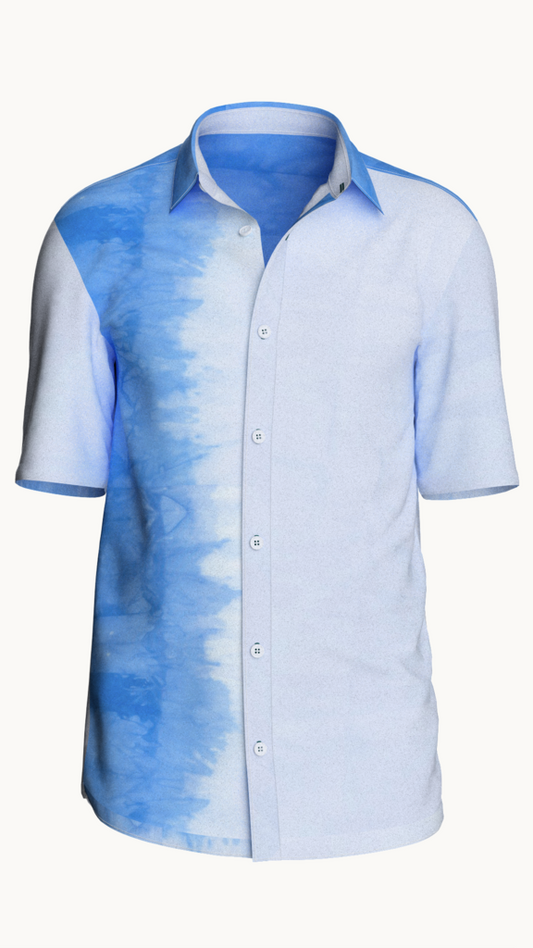 Tie Dye cotton shirt, left side design (Blue)